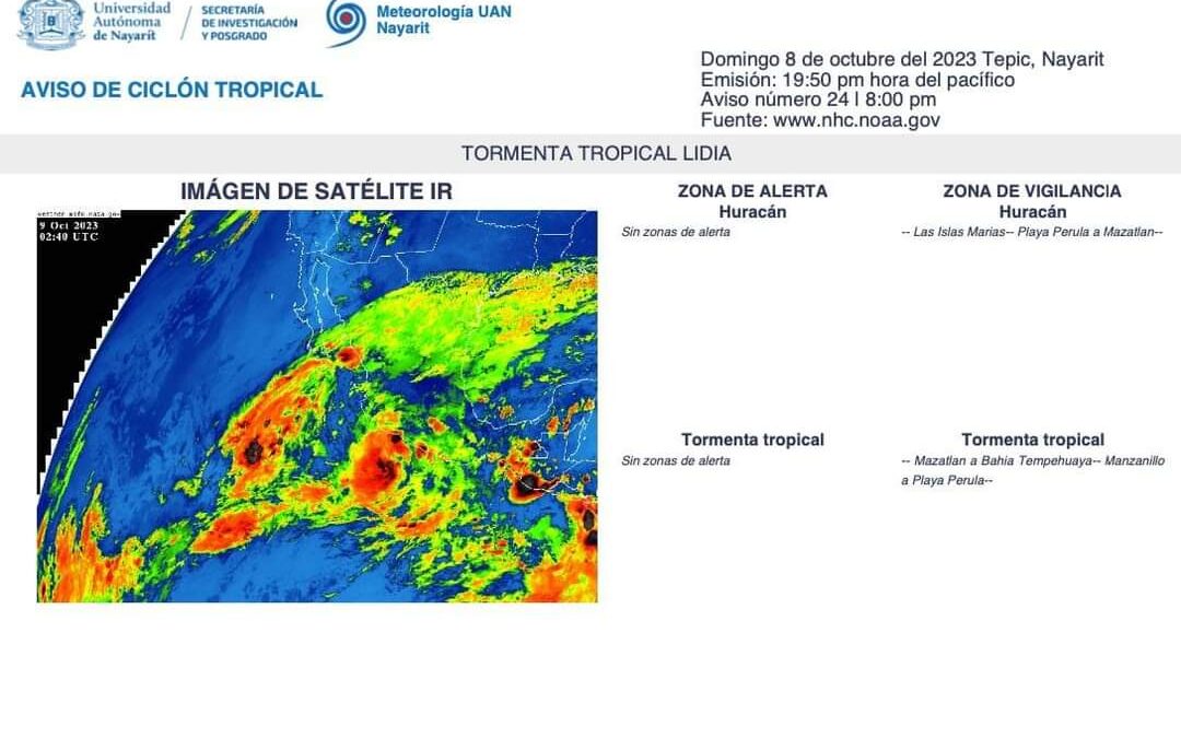 El Gobierno de Bahía de Banderas se mantiene alerta ante el paso de tormenta tropical Lidia