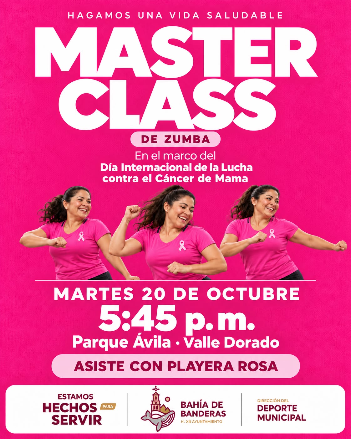 Invita gobierno de Bahía de Banderas a Master Class de Zumba por la lucha contra el cáncer de mama
