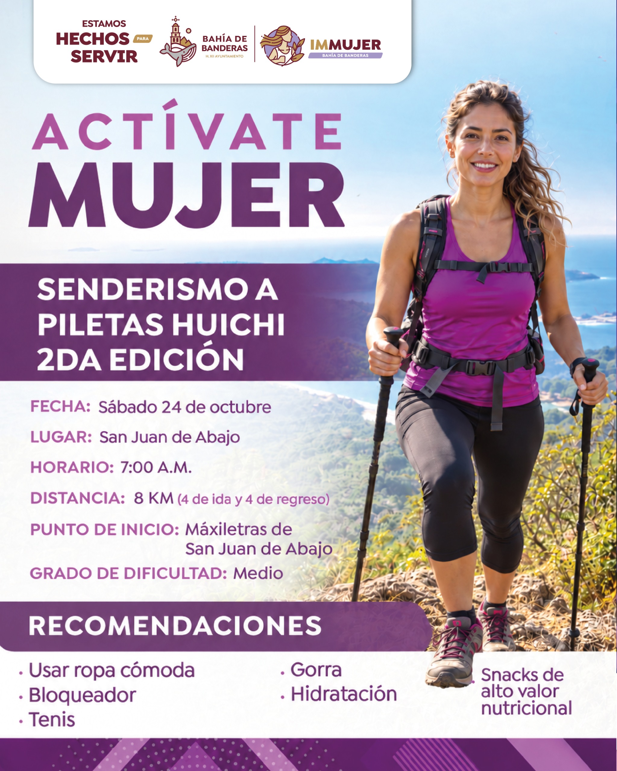 Invita IMMUJER a una nueva jornada de Actívate Mujer con senderismo a Piletas Huichi